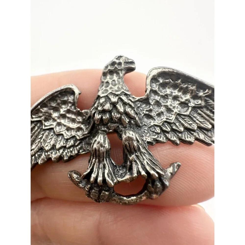 Zentall Silvertone Eagle Brooch Pin 3